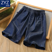 中大童儿童酷帅洋气潮流运动裤 男童夏季 2026新款 天丝牛仔短裤 薄款