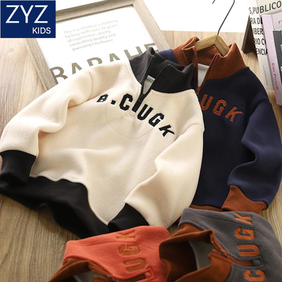 男童冬装加绒卫衣半高领加厚保暖