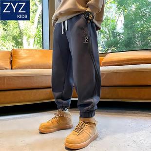 男童冬季加绒加厚保暖裤子2025新款儿童洋气百搭束脚防风休闲卫裤