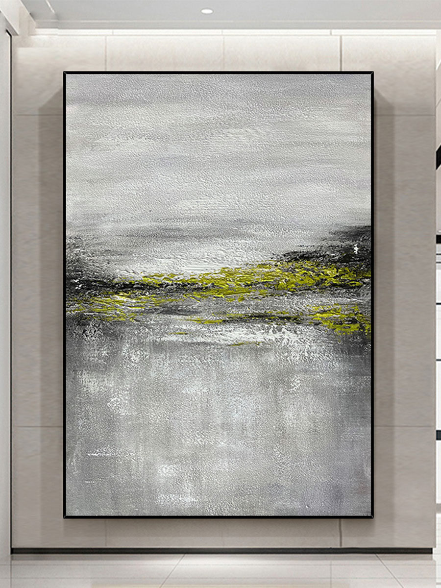 《黎岸》余元手绘油画挂画客厅玄关背景墙装饰挂画现代金箔抽象画