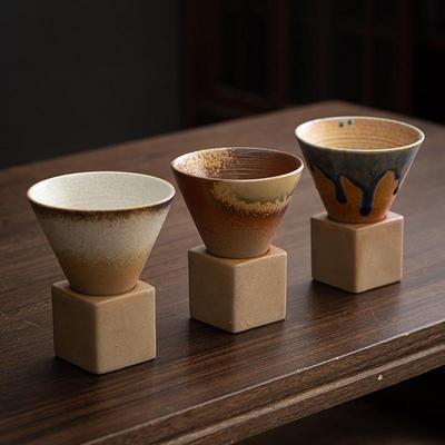 粗陶创意���啡杯日式复古陶瓷杯简约拉花拿铁杯ins风马克杯带