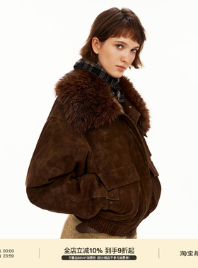 PUKI 重磅夹棉麂皮派克服 复古洗水可拆卸毛领廓型短款夹克外套