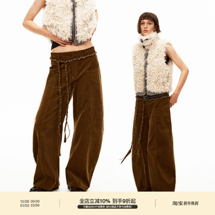 重磅腰带质感秋冬休闲裤 PUKI 复古灯芯绒弯刀裤