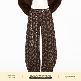 中低腰腰显瘦百搭休闲长裤 PUKI 复古腰果花牛仔弯刀裤