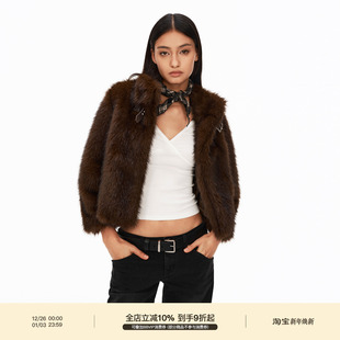 染尖狐狸毛短款 环保皮草 皮扣立领外套 复古七分袖 PUKI