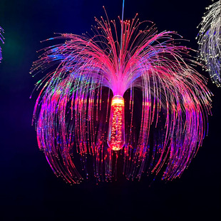 网红酒吧宴会厅氛围吊灯七彩变色光纤水母灯音乐餐厅休闲娱乐装饰