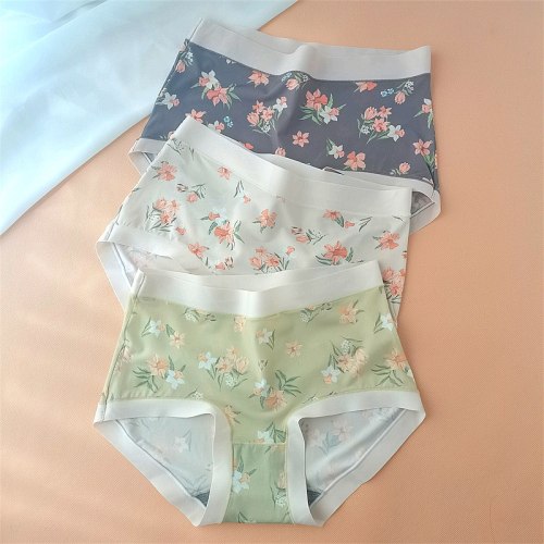 牛奶丝无痕薄款高腰内裤花仙子