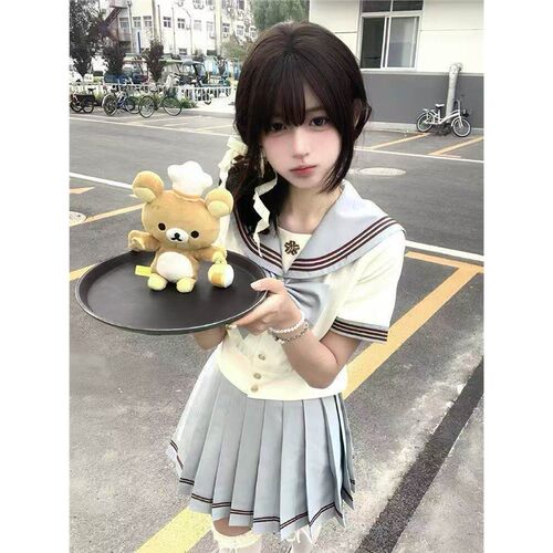 狐兔JK原创抹茶白巧日系水手服套装女中间服短袖JK制服甜美学院风
