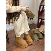 小熊出走 百搭加厚保暖防滑棉鞋 雪地小面包 厚底短筒雪地靴女经典