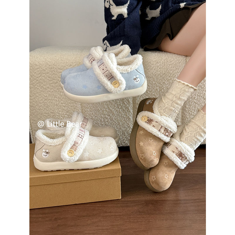 小熊出走可爱加绒勃肯鞋费尔岛