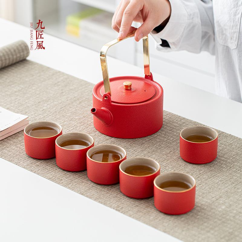 九匠风 粗陶茶具套装中式功夫茶具创意商务婚庆礼品茶具客定LOGO
