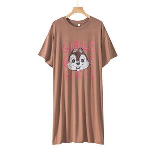 甜美 短袖 女士新品 T恤日系超柔家居服2024睡裙大码 宽松新款