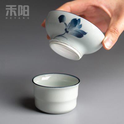 禾阳纯手绘陶瓷茶漏功夫茶滤茶叶过滤网青花茶漏组过滤器茶具配件