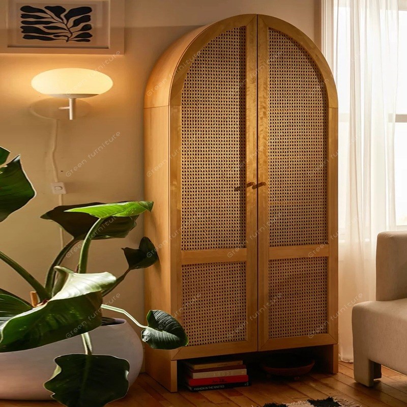 美式轻奢实木书柜现代简约黑色拱形玻璃门展示柜装饰法式复古酒柜