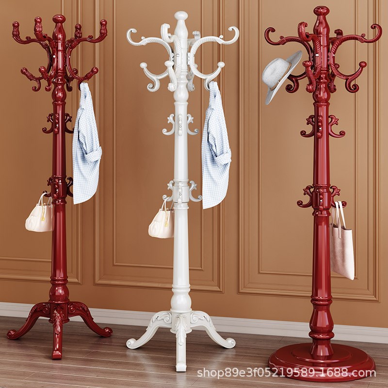 现代简约家用衣架落地卧室欧式衣帽架实木客厅单杆式衣架子挂衣架