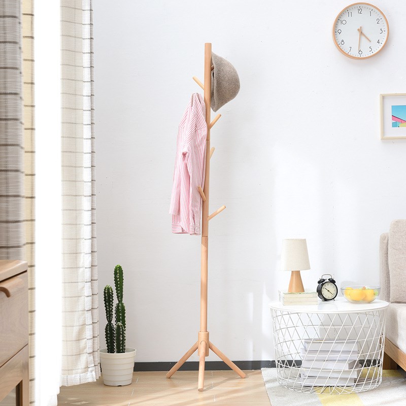现代北欧实木衣帽架落地挂衣架卧室挂衣架简约现代落地式单杆衣架