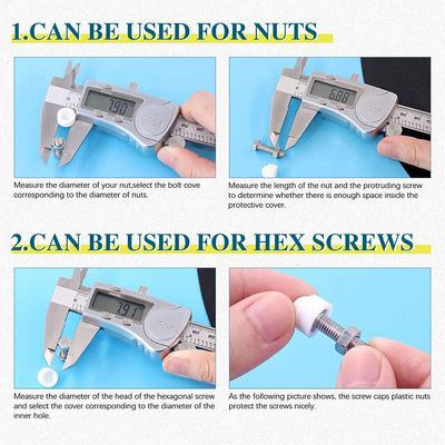 跨境货源145/160pcs白色橡胶六角螺母盖盒装保护帽M4-M12螺栓盖帽