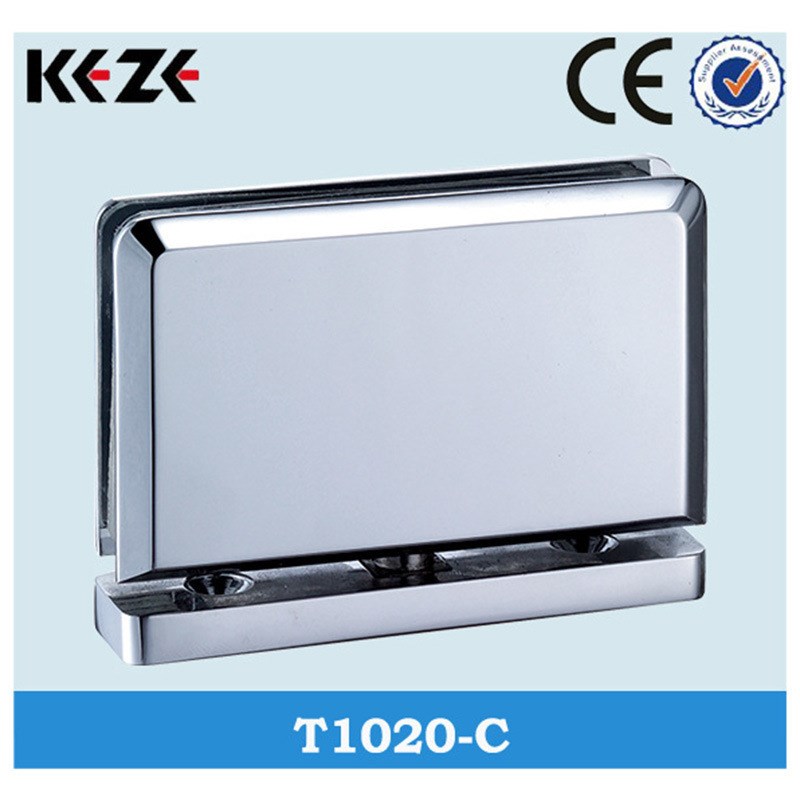 T1020-C天地铰玻璃门铰链对墙浴室夹转轴90度铰链液压合页黄铜