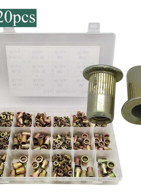520pcs盒装 彩锌平头拉铆螺母英美制公制组合套装M3-M10组合#6-32