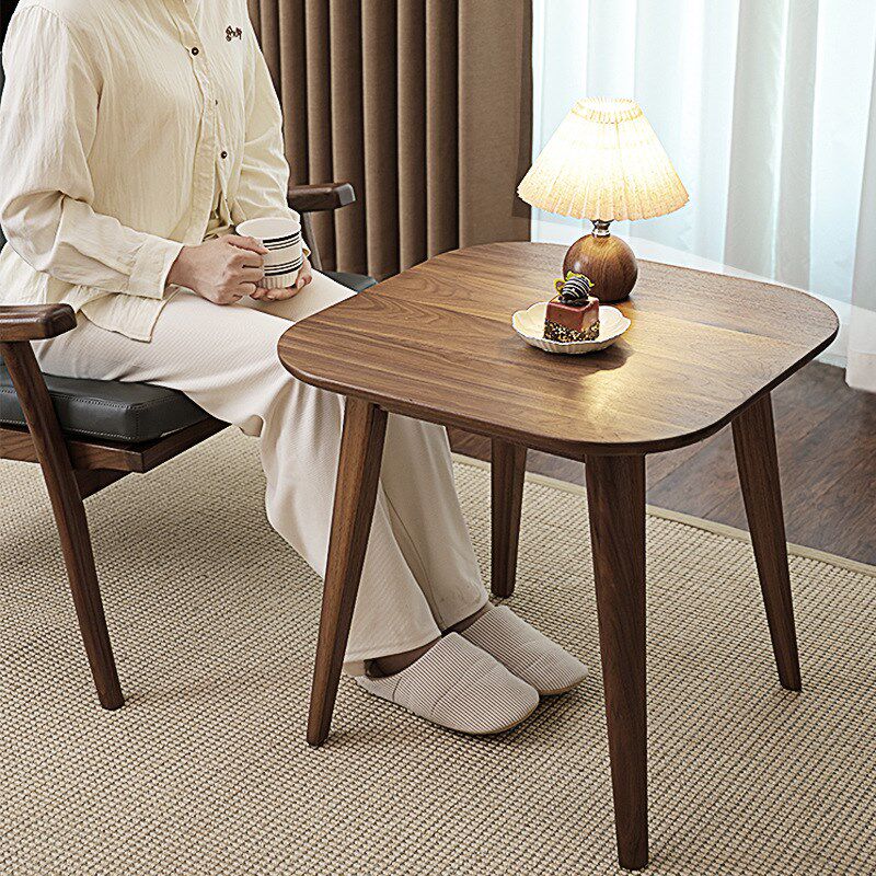 北美黑胡桃木方桌轻奢简约现代沙发实木小茶几客厅阳台茶桌长方形