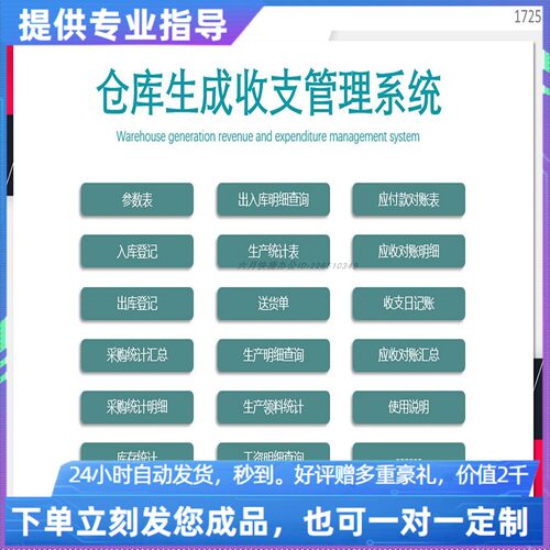 原创设计仓库生成收支管理系统EXCEL表格WPS系统定制