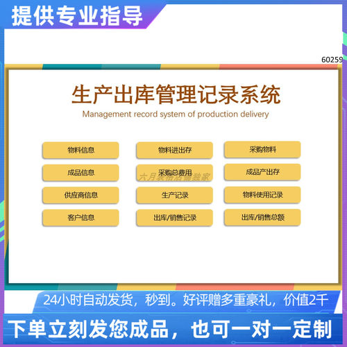 原创设计精品生产出库管理记录系统EXCEL表格WPS系统