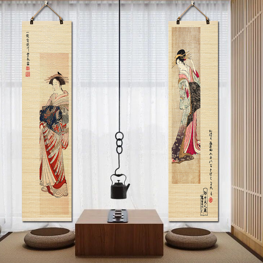 日式装饰画日本和风浮世绘挂画酒吧日料店客厅纹身店壁画卷轴挂画图片