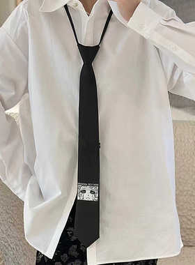 PUSHBUTTON 同款 挂脖时尚百搭LOGO印花哭泣女孩韩版四季通用领带