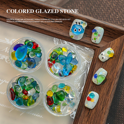 Limitpretty彩色琉璃石美甲饰品