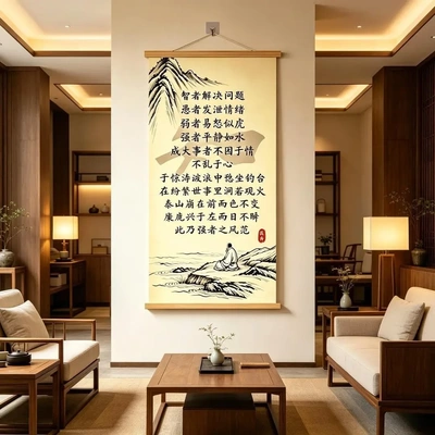 正品中式励志解决问题挂画玄关画