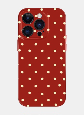 红色波点复古适用iPhone17promax苹果15小米16新款mate70华为p80nova13荣耀400菲林手机壳opporeno14vivos200