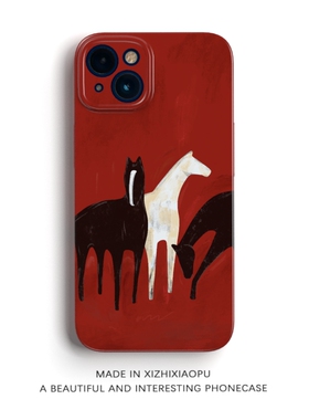 马到成功~新年艺术红色适用iPhone17promax手机壳小米15菲林华为P80mate60感荣耀200苹果14小众ivo全包nova13
