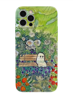 可爱幽灵手机壳iPhone16小米15苹果14promax华为mate60绿色nova13vivos18适用13华为p70荣耀200opp红米k春夏