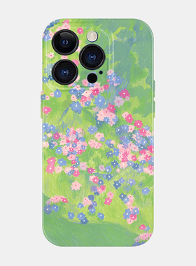 春天花朵绿色艺术iPhone16promax手机保护壳苹果14plus新款小米15菲林13华为prua70全包mate50适用vivos20软