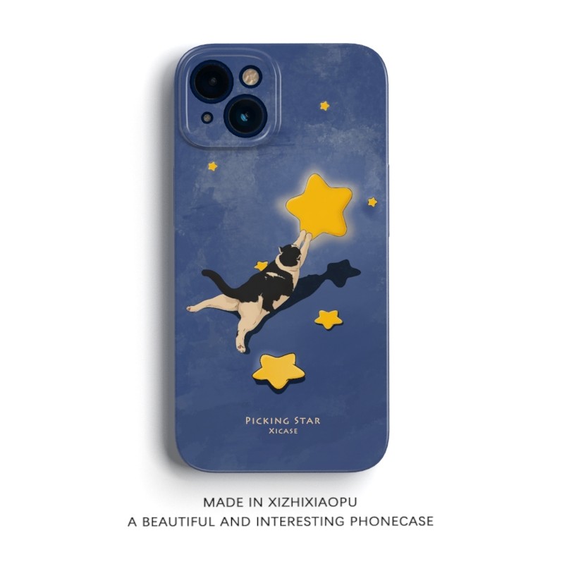 摘星~原创个性iPhone16苹果14promax小米15新款nova13趣味猫咪mate适用oppo华为p70荣耀200菲林手机壳vivo19