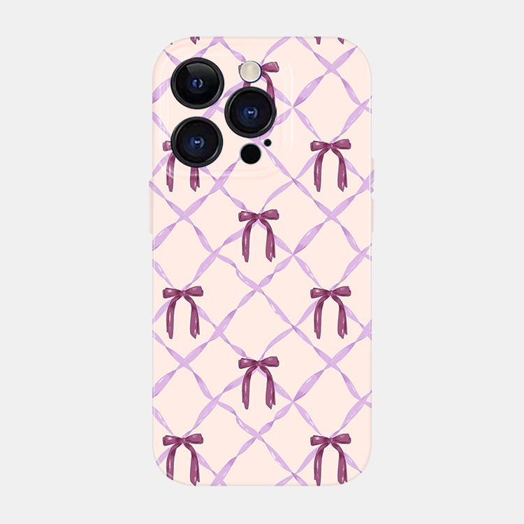 紫色蝴蝶结适用苹果16promax手机壳15小米14华为mate60亮面菲林p70荣耀200可爱女款nova13一加12oppo全包vivo