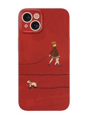 遛狗女孩小众iPhone16菲林壳适用苹果14promax华为p70红色mate60小米15oppo荣耀200复古nova12手机壳vivos19