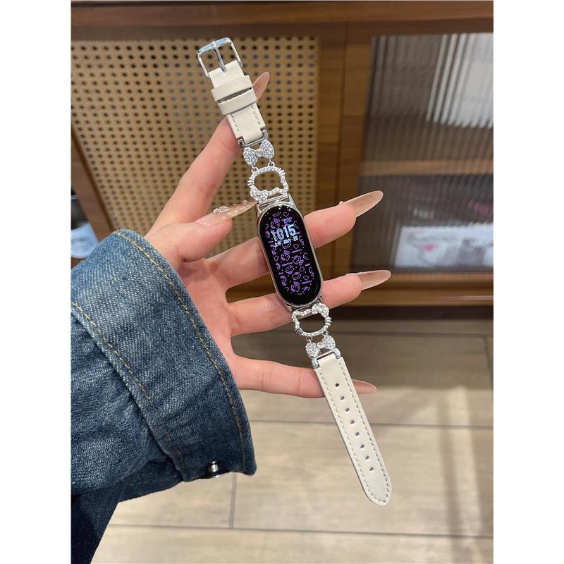 适用小米手环10/9pro表带KT金属拼皮质红米手表watch4腕带7/65NFC