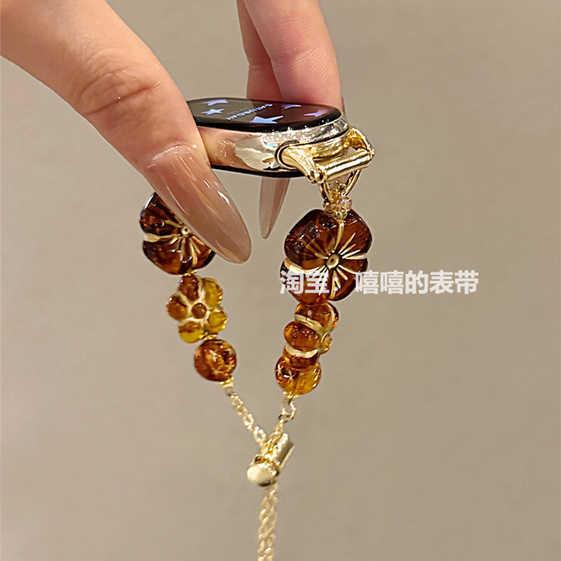 中式捷克珠适用小米手环10/9pro表带8/7/6NFC链红米watch5/4腕带