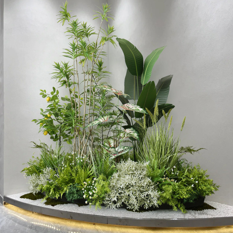 仿真绿植布置庭院造景室内店铺橱窗办公室墙角楼梯美化假植物插花