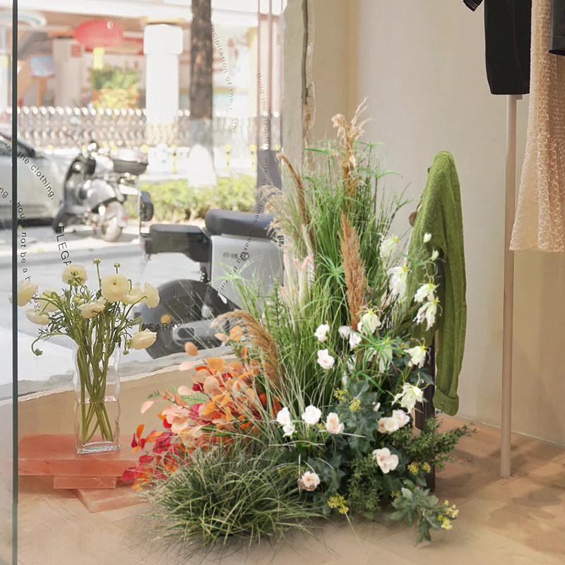 仿真植物布置芦苇草造景落地绿植室内假花草软装橱窗拍照场景装饰