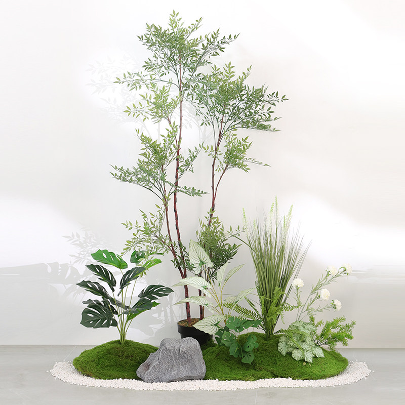 中小型彷真绿色植物造景组合室内玄关假植物景观装饰橱窗彷生苔藓