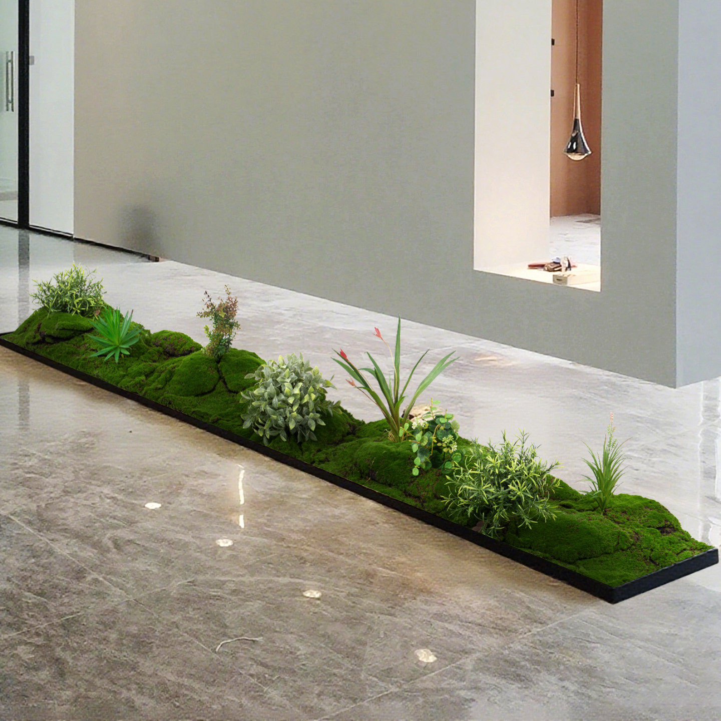 过道仿真绿植造景室内地台软装高级酒店玄关长条假苔藓微景观组合,鲜花速递/花卉仿真/绿植园艺,仿真绿植,淘宝优惠券,粉丝福利购,淘宝优惠卷