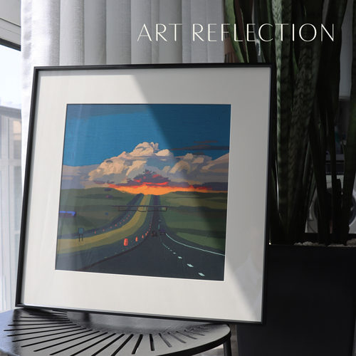 夕阳风景原创油画卧室ins风摆画