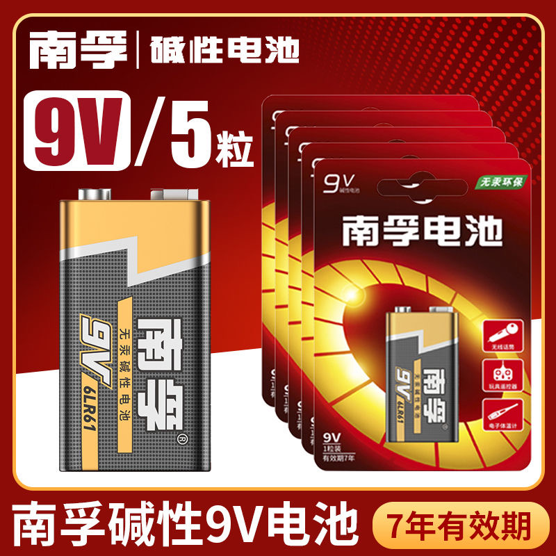 南孚9V碱性电池6LR61方块九伏6F22体温枪遥控器烟雾报警器万用表