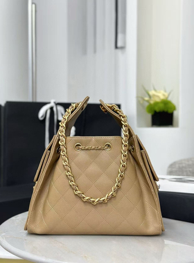 菱格纹抽绳水桶包女金属链条单肩腋下包气质通勤