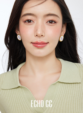 ECHO CC饰品 S925纯银针 法式浪漫紫色薰衣草 复古白色高级感耳环