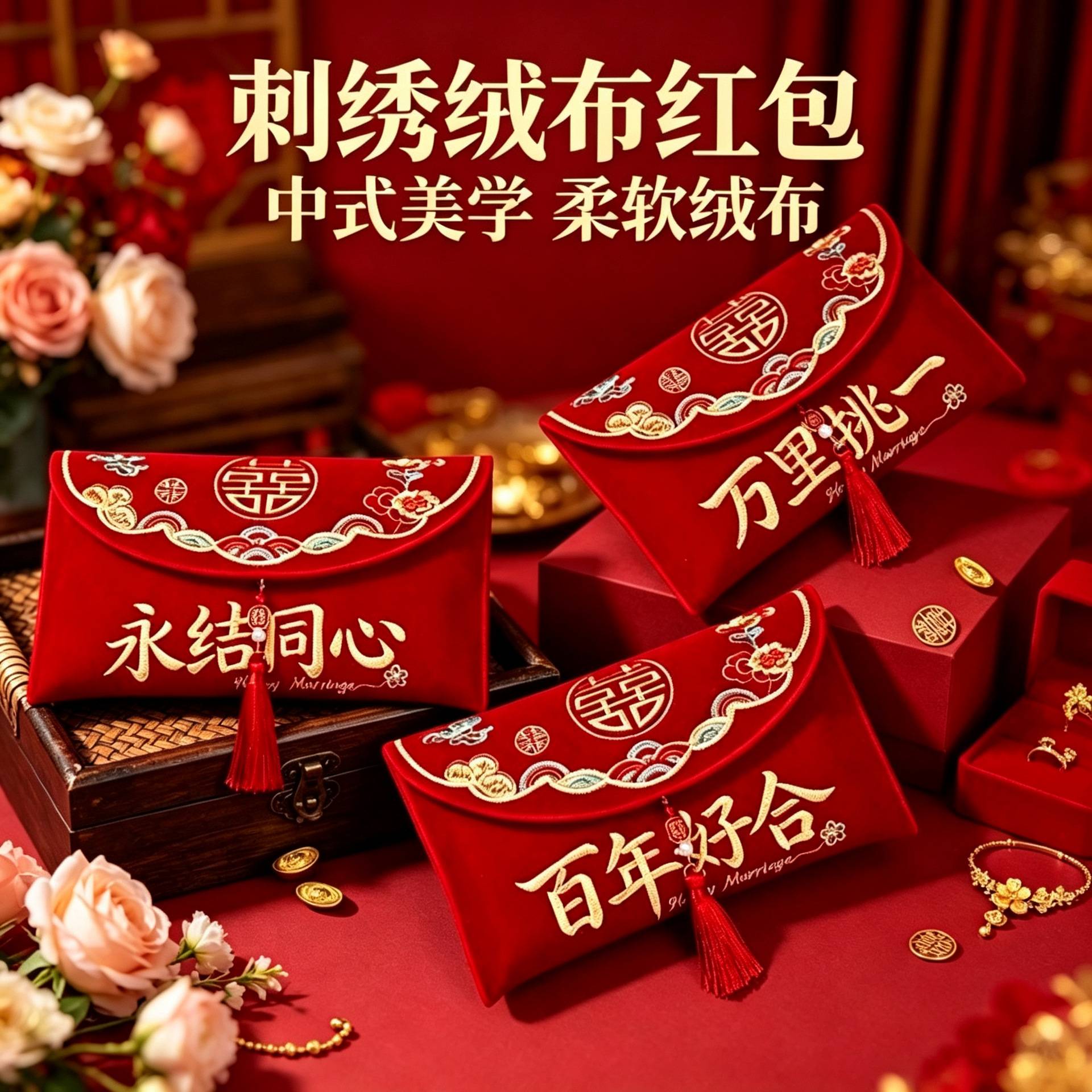 新款高档刺绣红包结婚万元红包改口敬茶布袋布艺红包订婚礼大红包