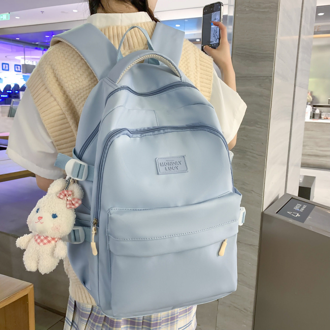 高中学生书包女款2025新款初中女生大容量双肩包中学生高颜值背包