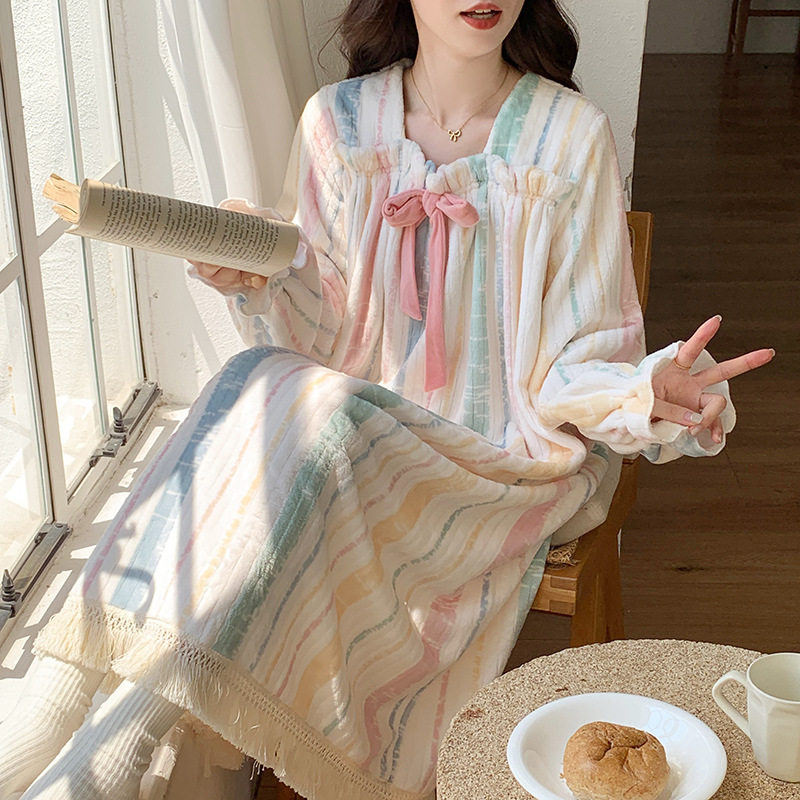 睡衣女冬季珊瑚绒睡袍女冬款法兰绒加绒加厚中长款开衫家居服睡裙,女士内衣/男士内衣/家居服,睡袍/浴袍,淘宝优惠券,粉丝福利购,淘宝优惠卷